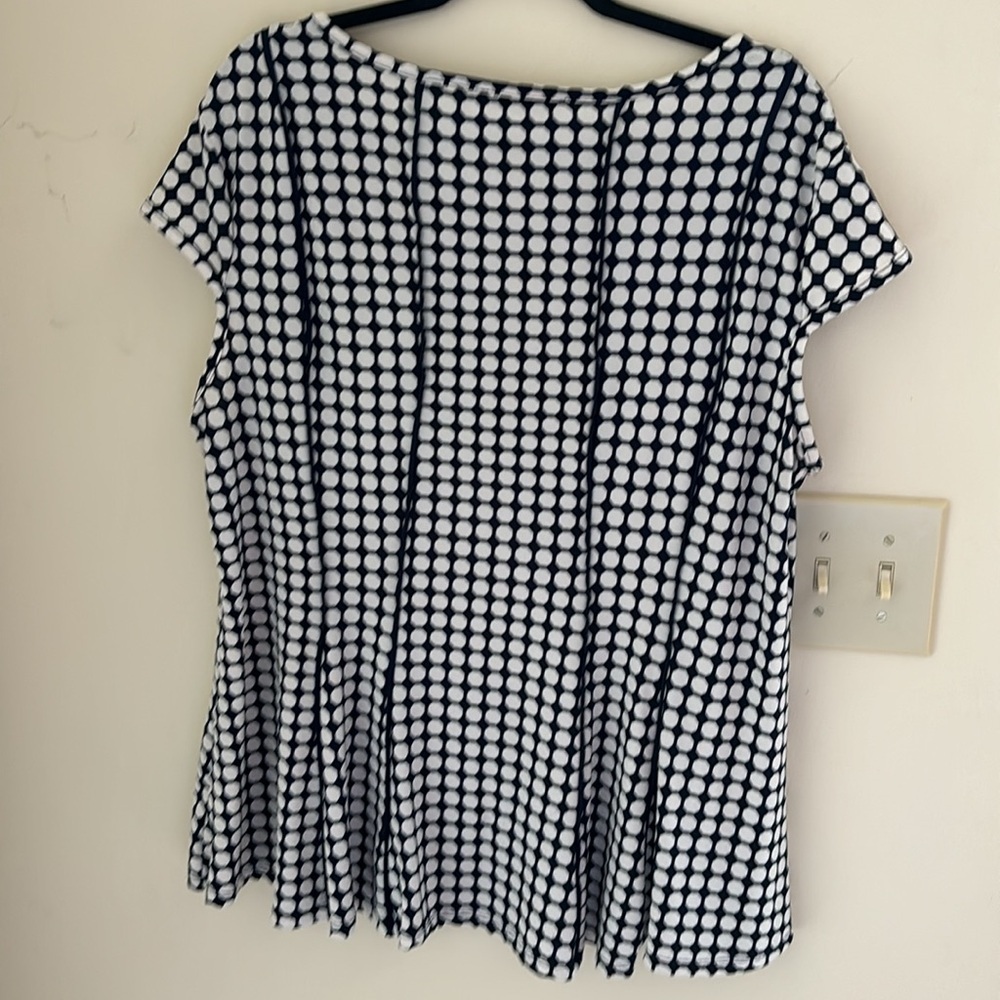 MARIA GABRIELLE Women’s 2X Plus Blue & White Dot Shirt - Picture 3 of 4